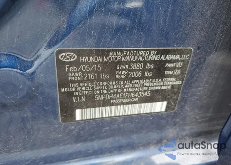 2015 Hyundai Elantra Se из США, поврежденный, VIN 5NPDH4AE1FH643545